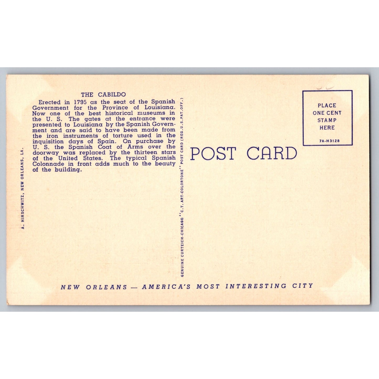New Orleans LA Louisiana The Cabildo Linen Postcard Unused