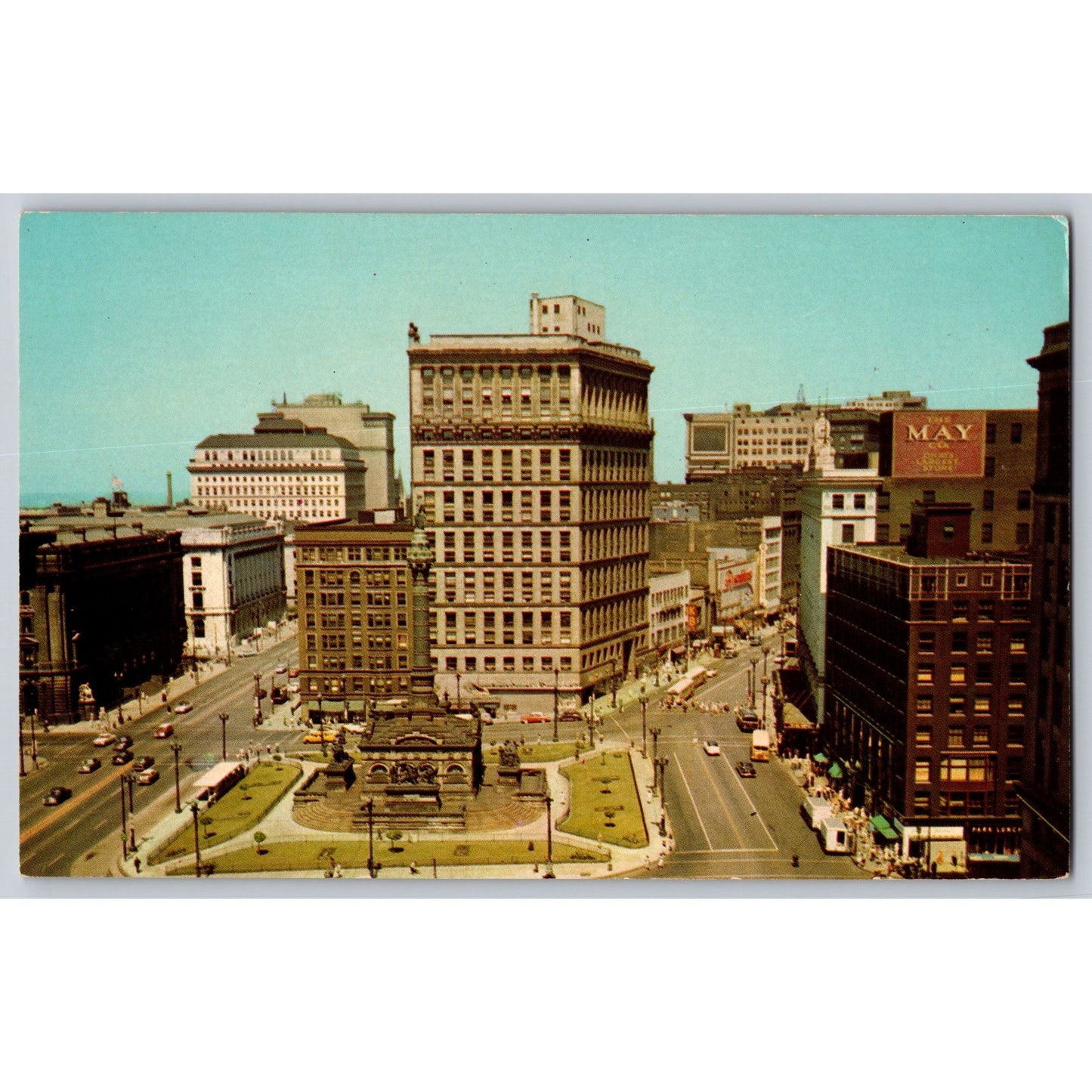 Cleveland OH Ohio Public Square Looking East 1950s Chrome Postcard Artchrome