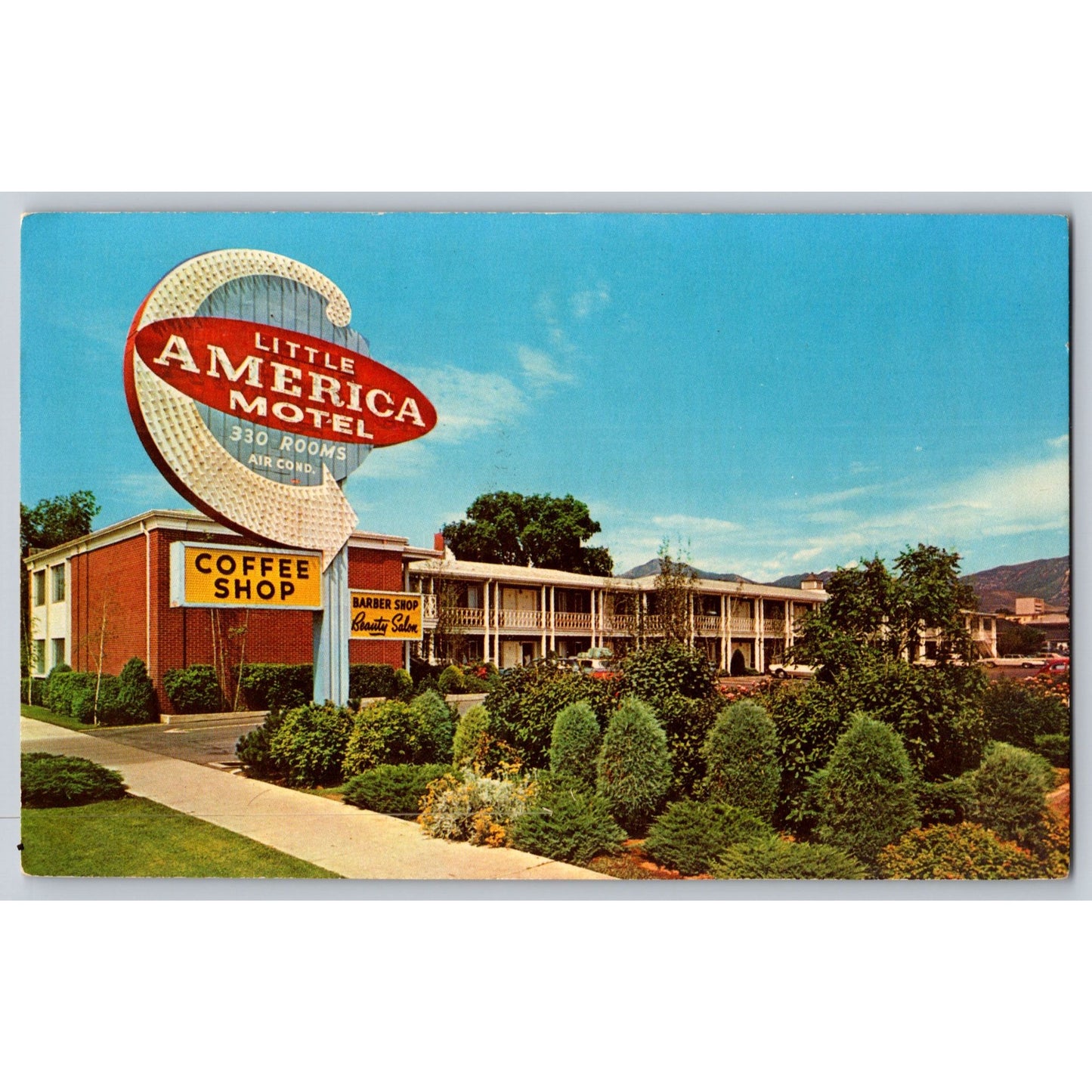 Salt Lake City UT Utah Little America Motel Chrome Postcard Unused Hal Rumel