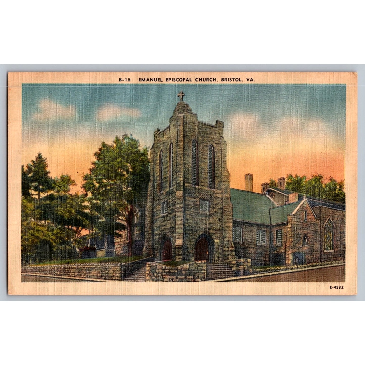 Bristol VA Virginia Emanuel Episcopal Church White Border Postcard