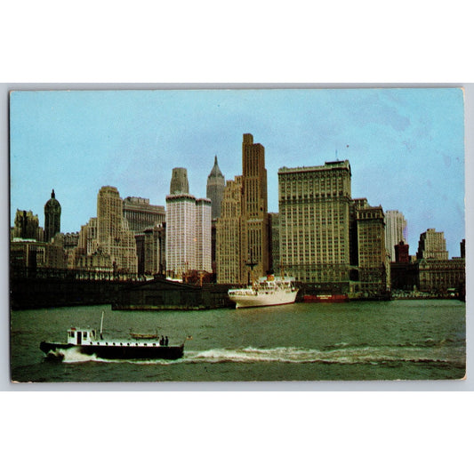 New York City NY Skyline Postcard Whitehall Building Hudson River Postcard