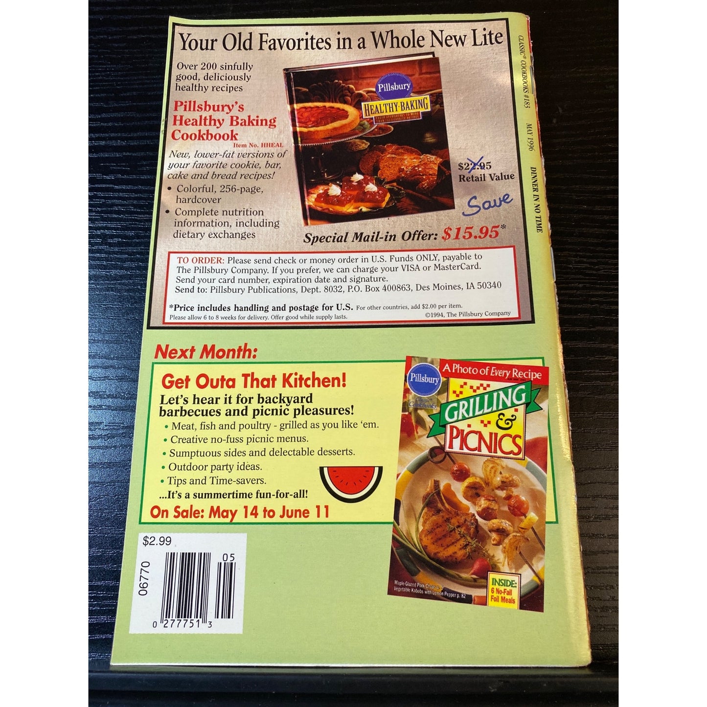 Pillsbury Classic Cookbook Booklet Dinner In No Time May 1996 Recipes Photos