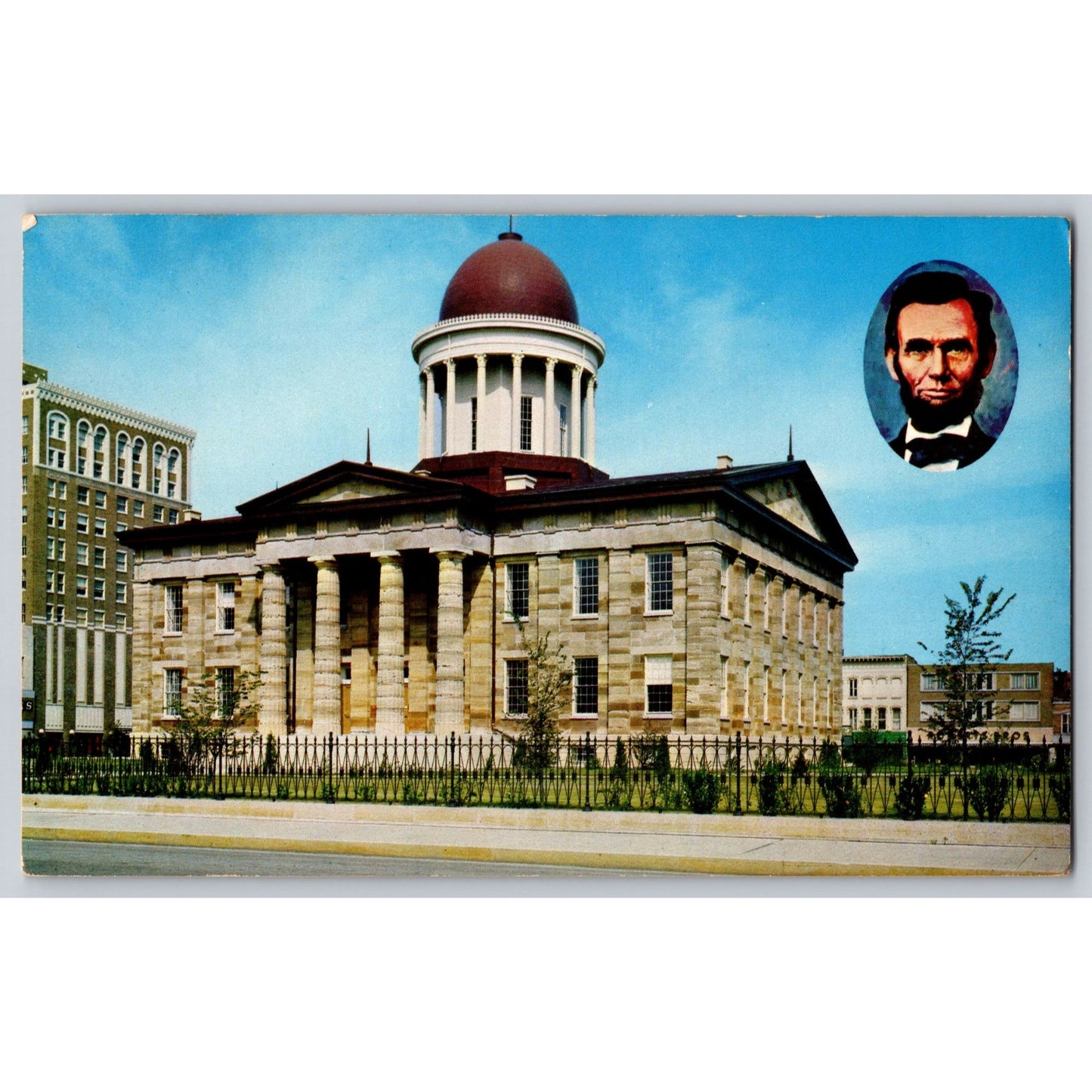 Springfield IL Illinois State Capitol Abraham Lincoln Chrome Postcard E-N-Len