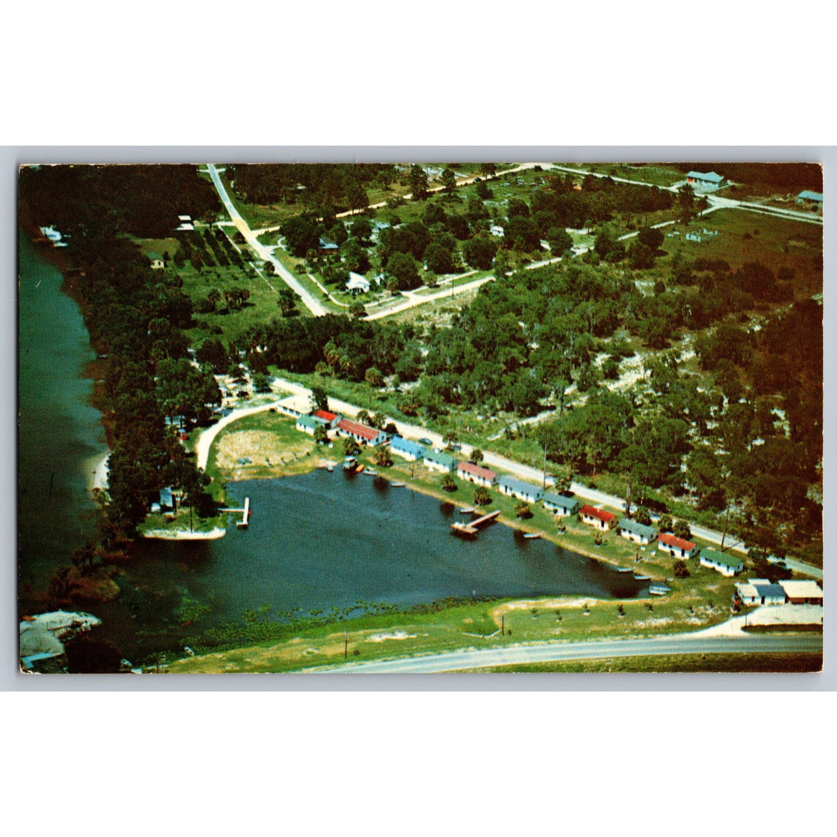 Tavares FL Florida Villa Lagoon Housekeeping Cottages Aerial View Postcard