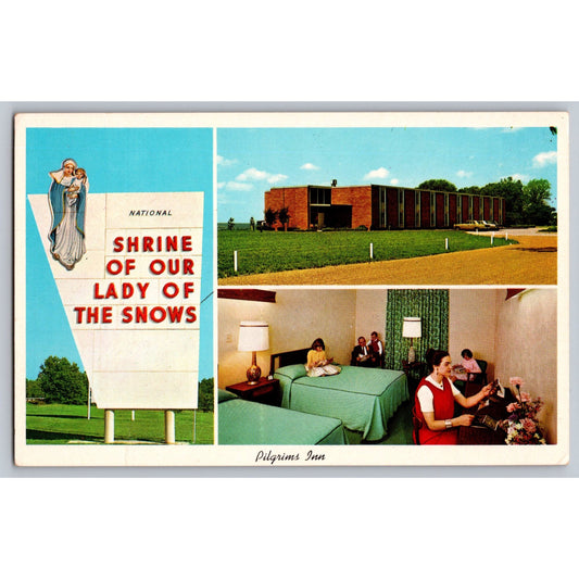 Belleville IL Illinois Nat'l Shrine Of Our Lady The Snows Pilgrims Inn Postcard