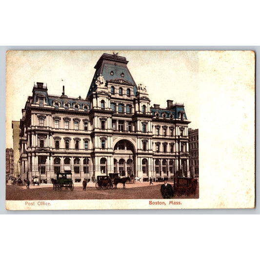 Boston MA Massachusetts Post Office Horse and Buggy Undivided Back Postcard