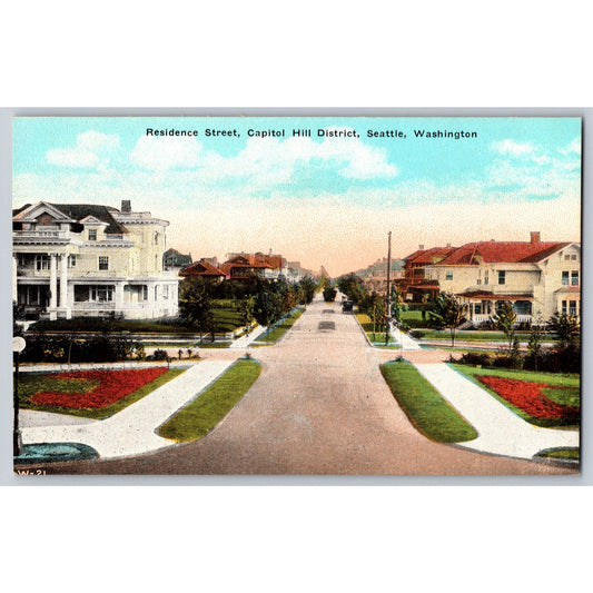 Seattle WA Washington Residence Street Capitol Hill Divide Back Postcard Unused