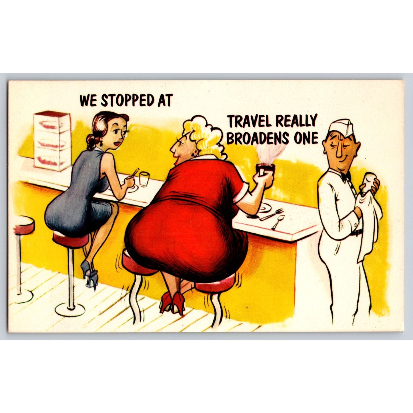 Postcard Comic Humor Travel Really Broadens One Mike Roberts Illustration