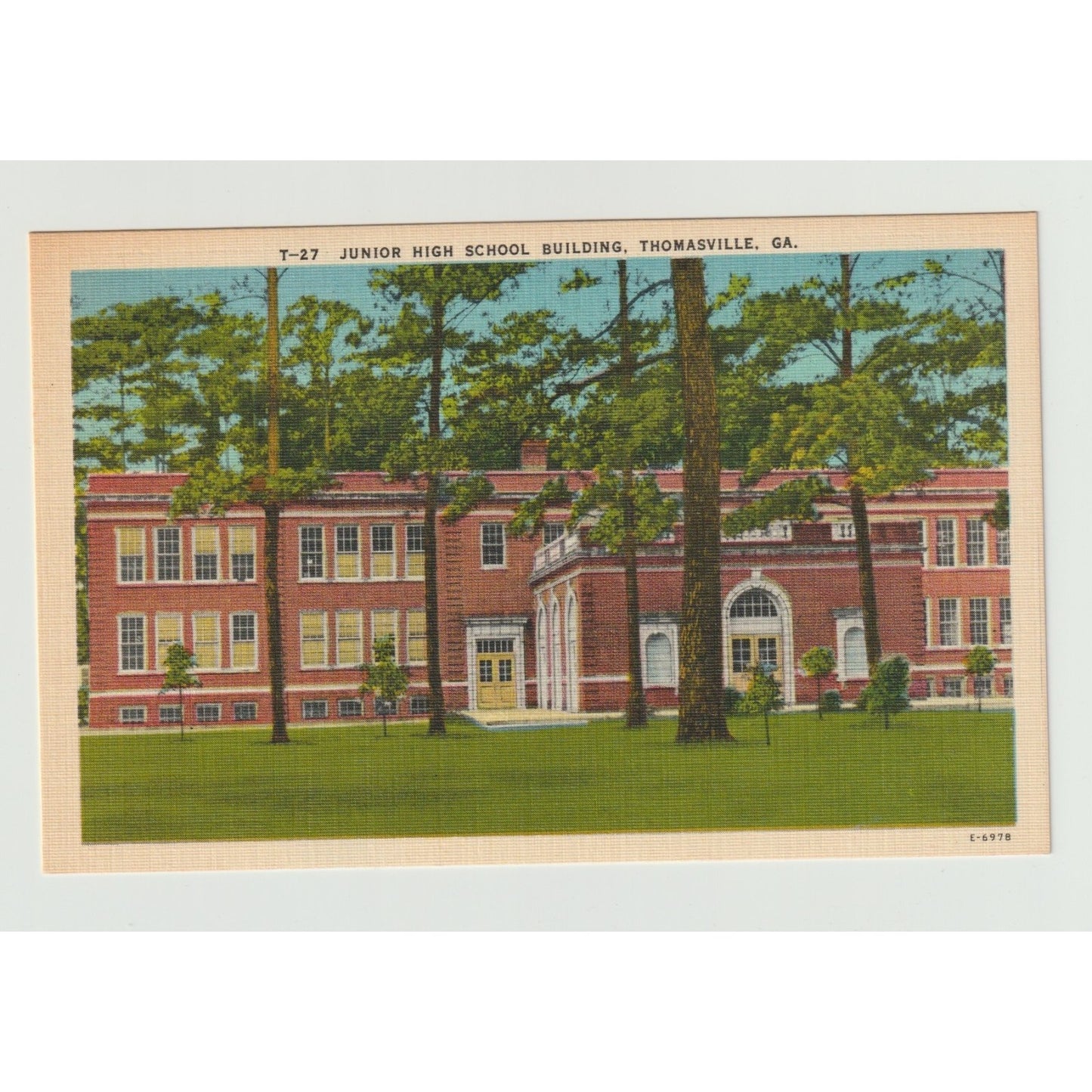 Postcard GA Georgia Thomasville Junior High School White Border Unused