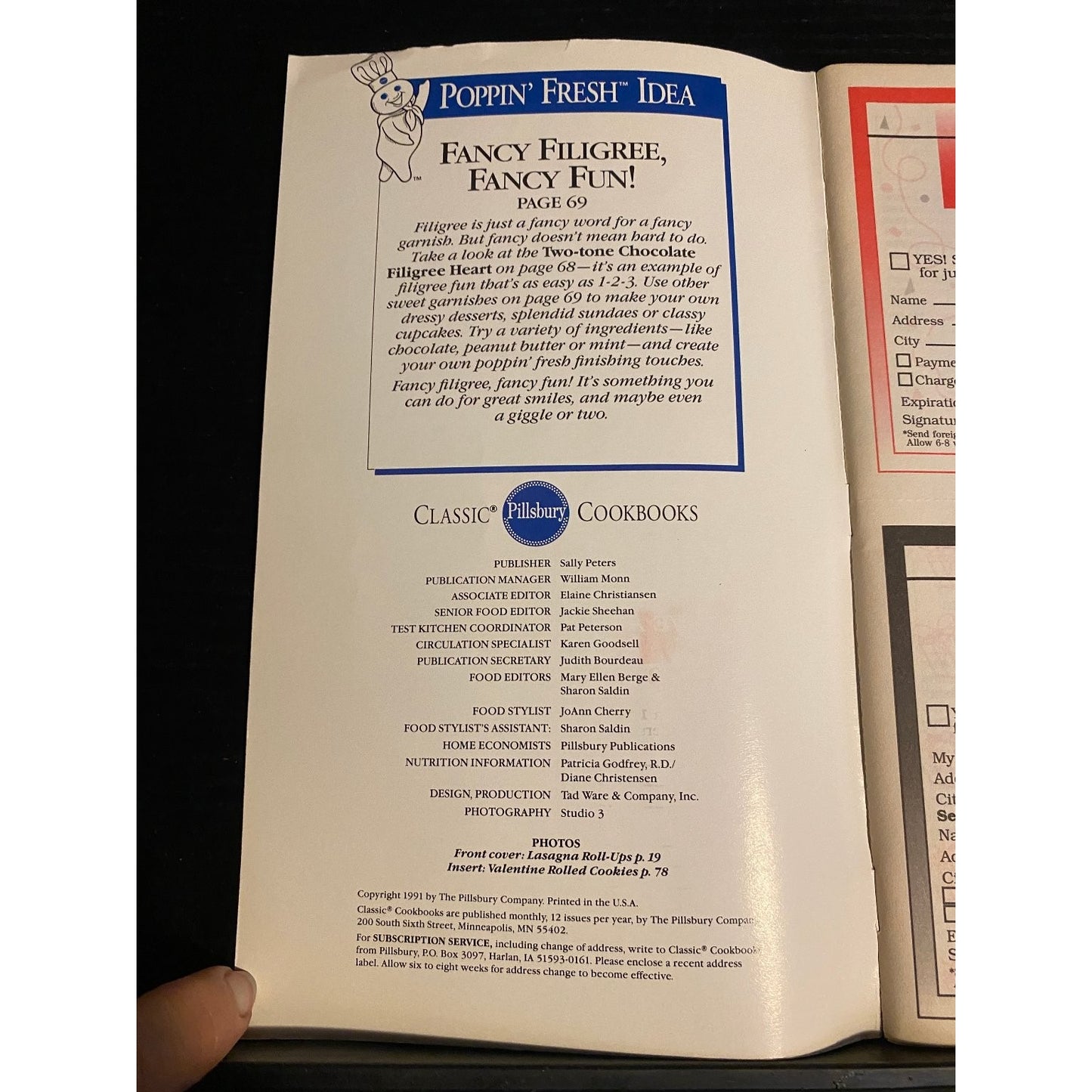 Pillsbury Classic Cookbook Booklet 1991 Real Home Cooking Recipes
