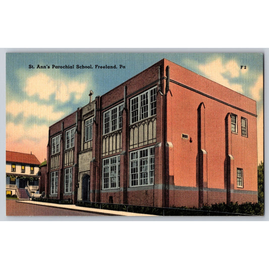 Freeland PA Pennsylvania St Anns Parochial School Linen Postcard Unused