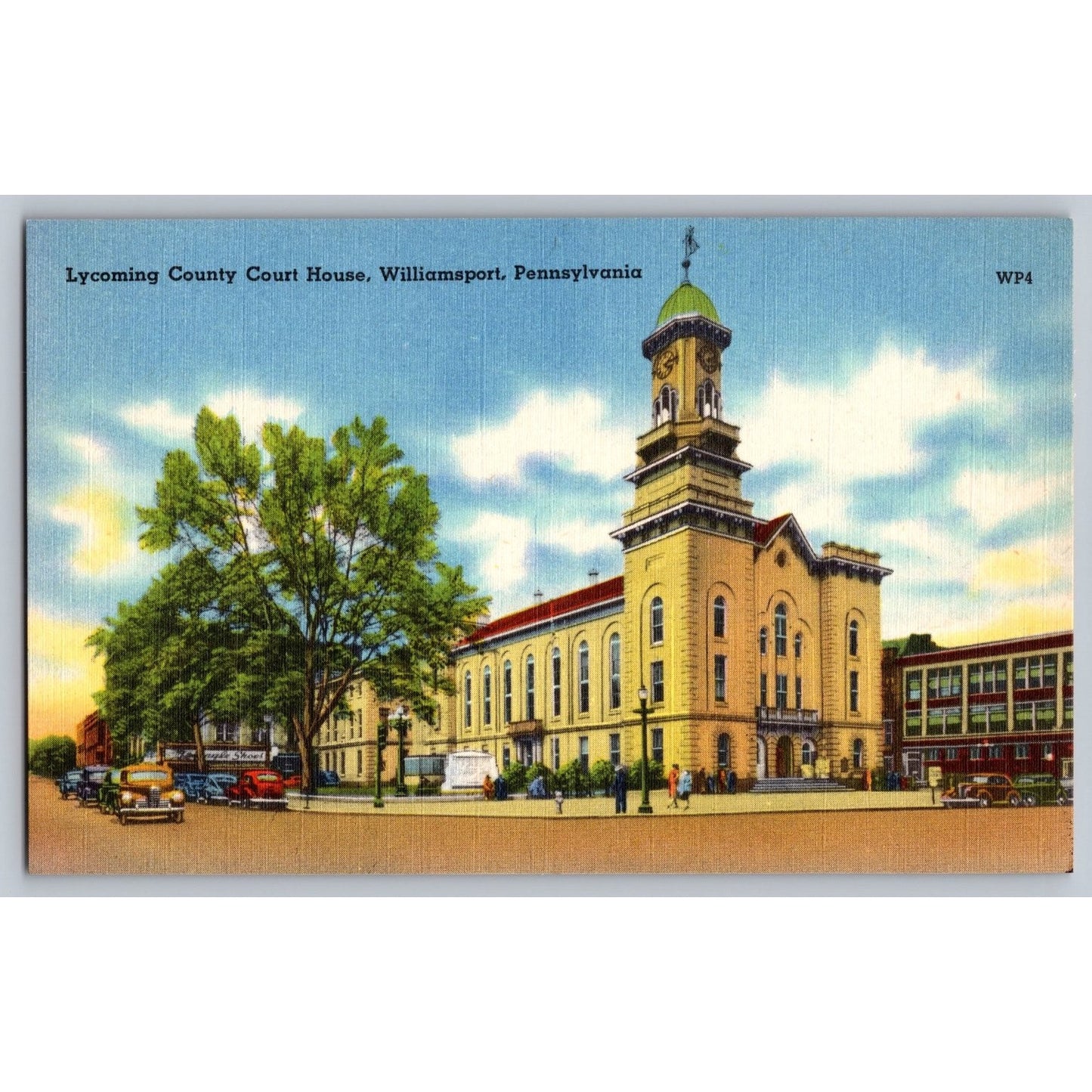 Williamsport PA Pennsylvania Lycoming County Court House Linen Postcard