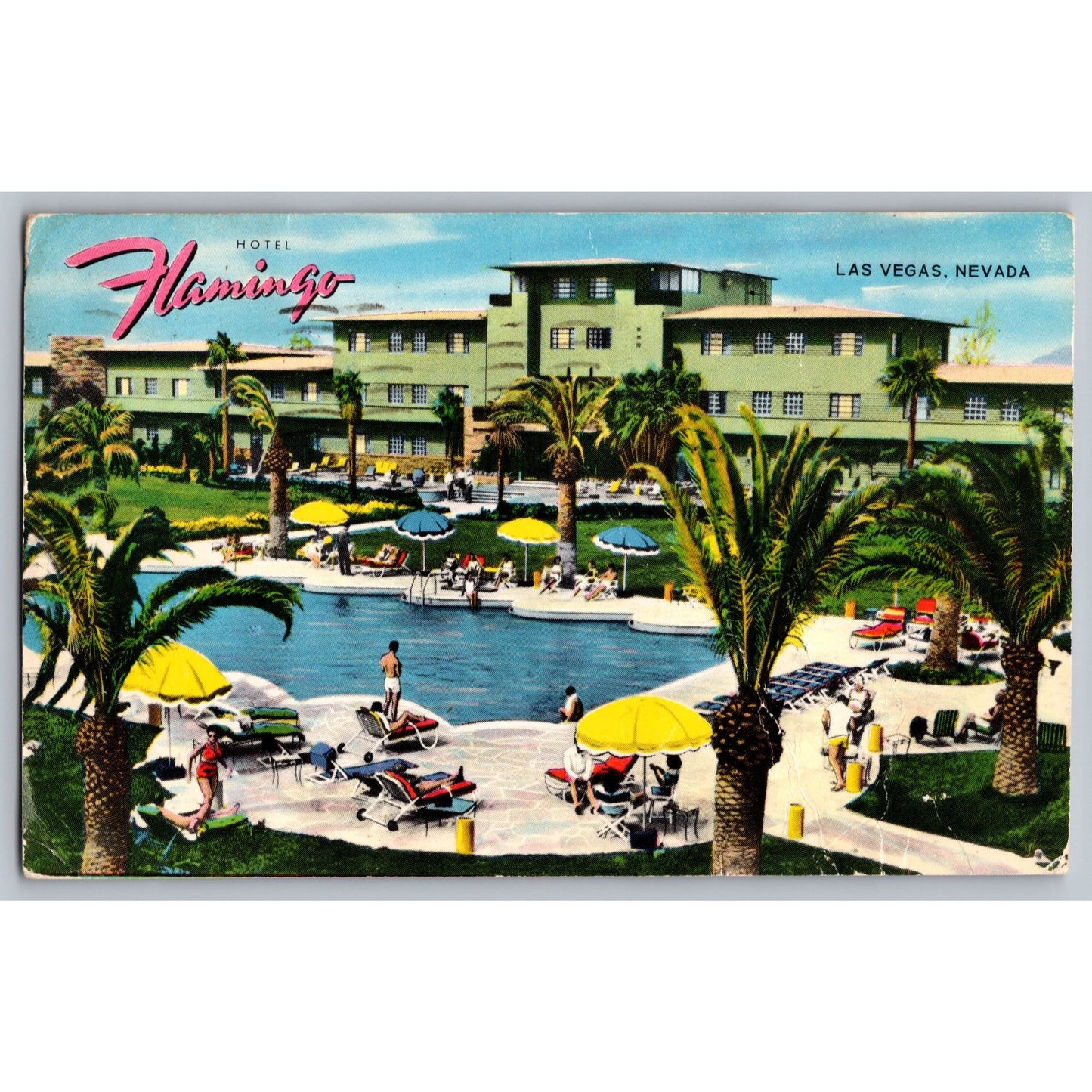 Las Vegas NV Nevada Hotel Flamingo Illustrated Postcard 1950s