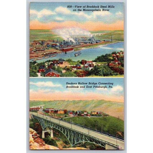 Pittsburgh PA Pennsylvania Braddock Steel Mills Dookers Hollow Bridge Postcard