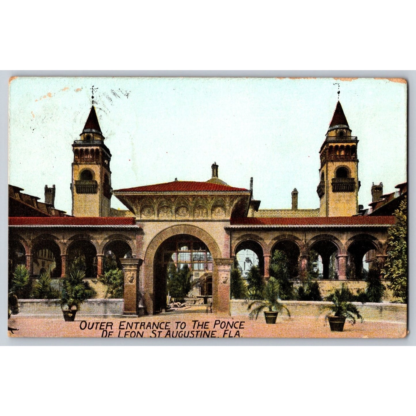 St Augustine FL Florida Ponce de Leon Outer Entrance 1914 Divided Back Postcard