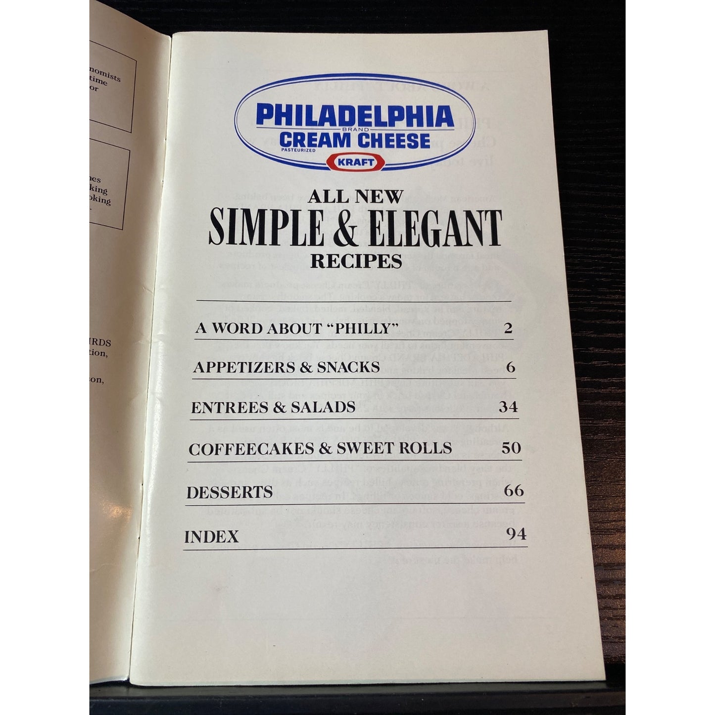 Kraft Philadelphia Cream Cheese Simple & Elegant Recipes Cookbook Booklet 1990