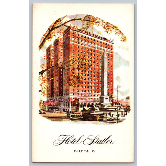 Buffalo NY New York Hotel Statler Delaware Avenue View Illustrated Postcard