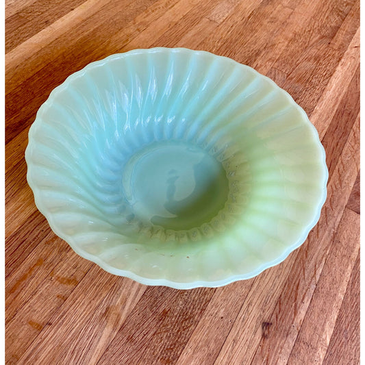 Anchor Hocking Fire-King Jadeite Swirl Bowl 9" Vintage Scalloped Edge USA Made