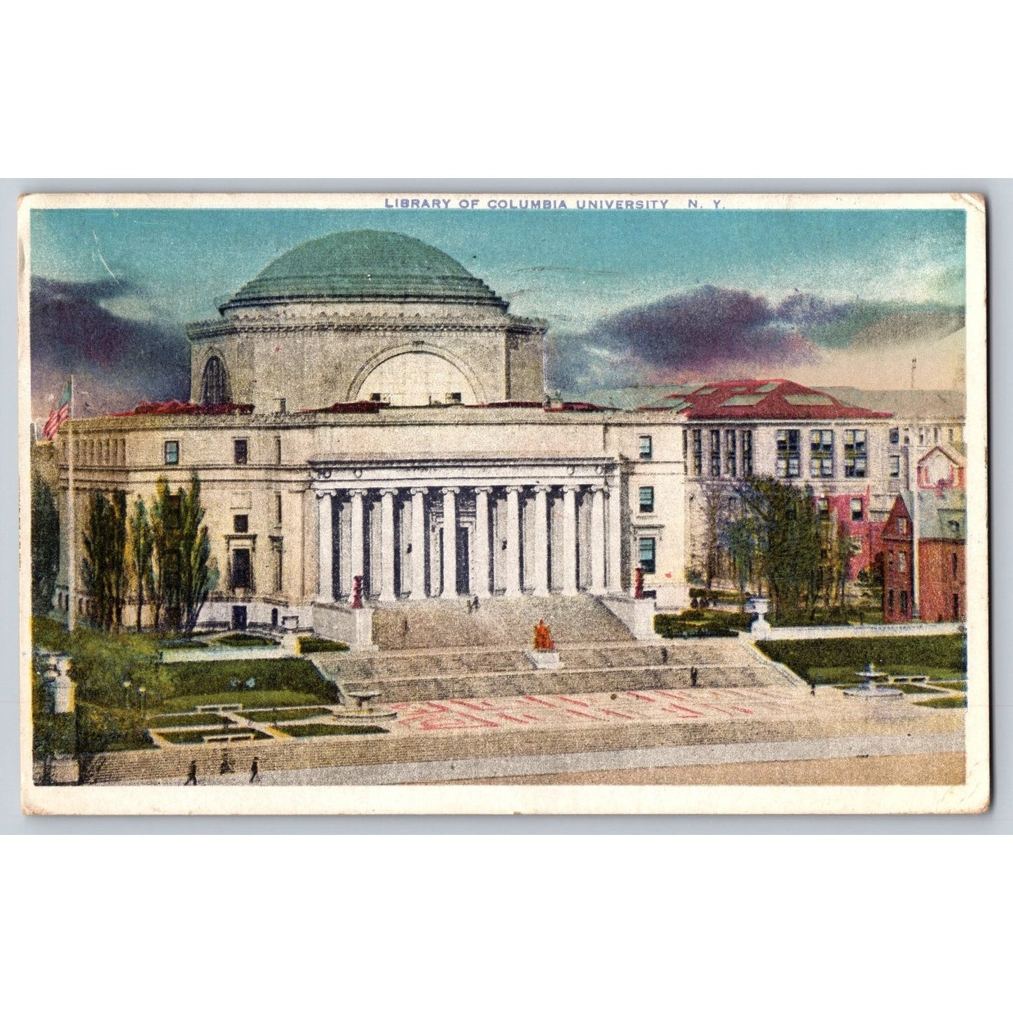 New York City NY Columbia University Library 1920 White Border Postcard