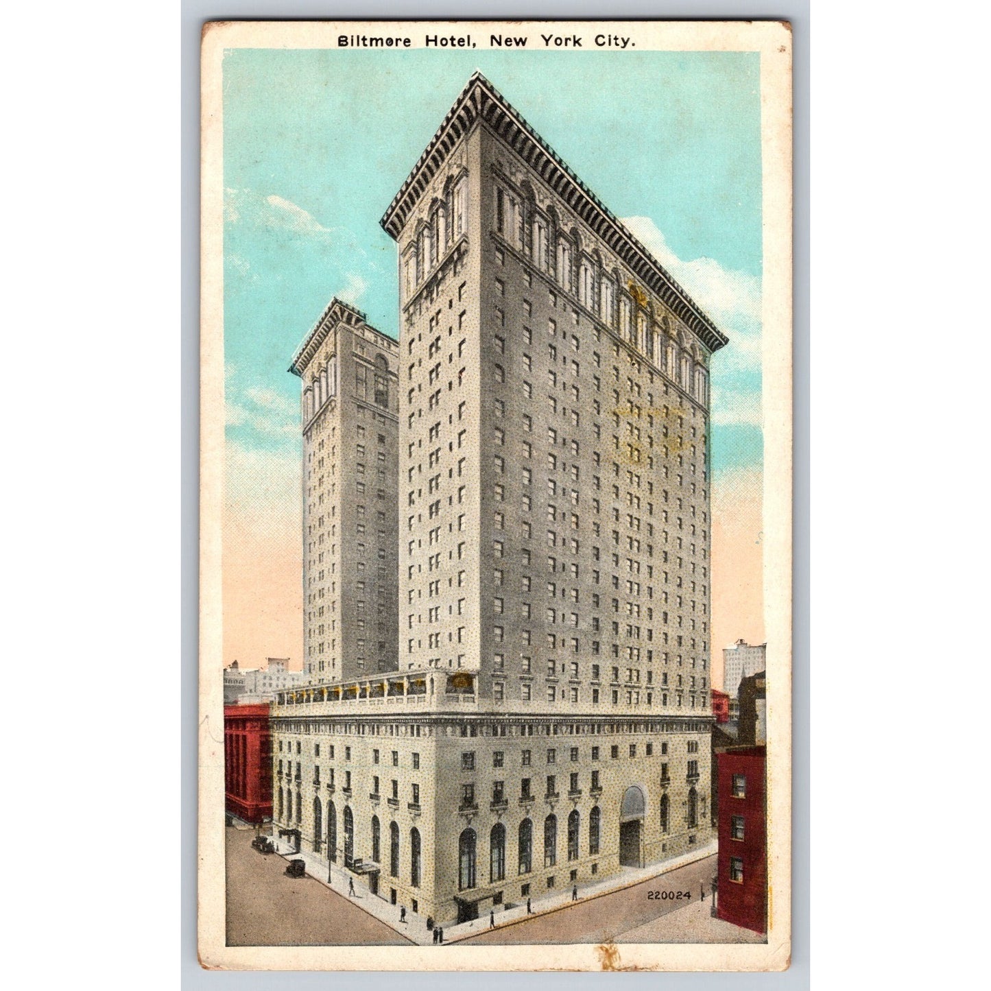 New York City NY Biltmore Hotel 1930s White Border Postcard Unused
