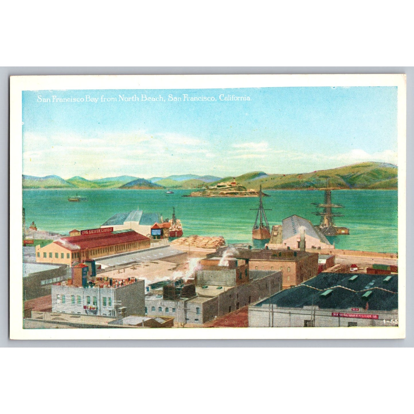 San Francisco Bay CA California North Beach Postcard Unused Pacific Novelty Co