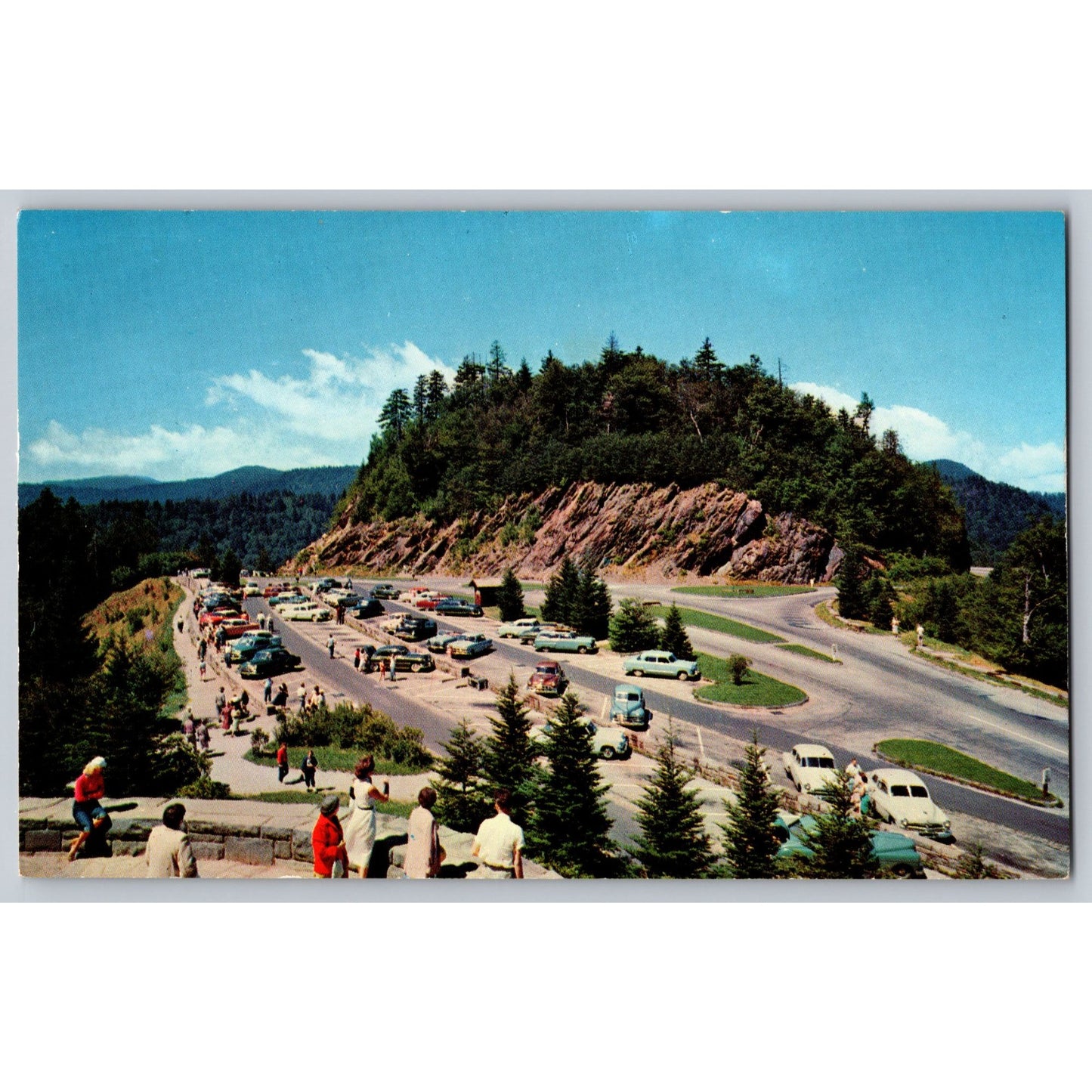 Newfound Gap NC North Carolina Parking Area 1955 Chrome Postcard Walter Cline