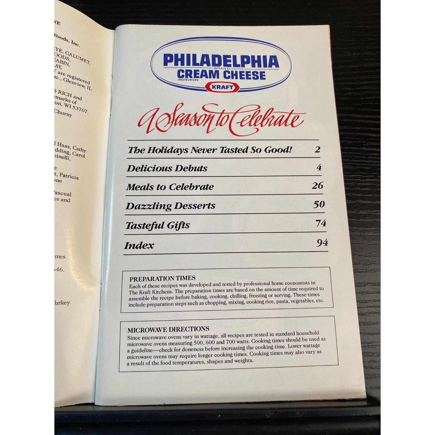 Favorite Recipes Philadelphia Cream Cheese 1990 Cookbook Booklet
