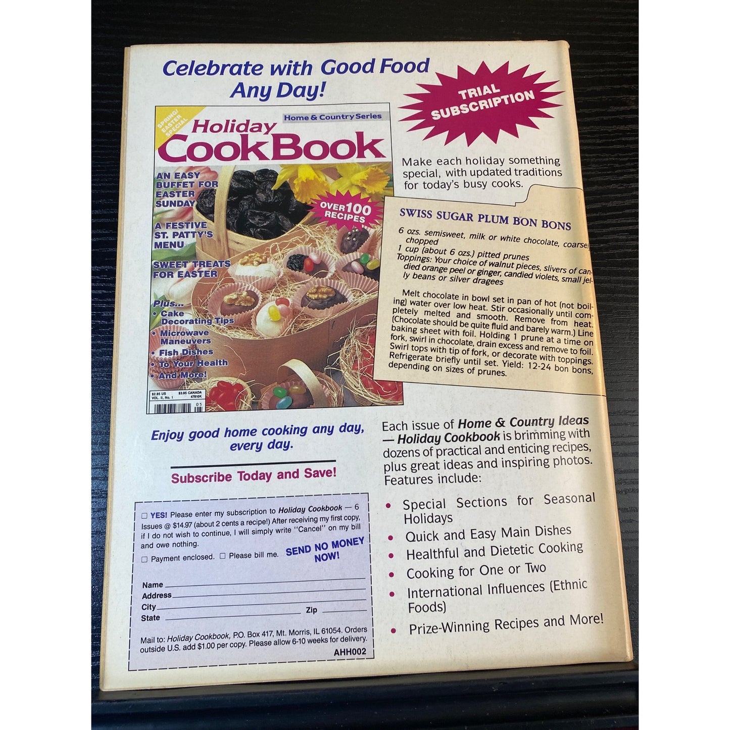 Home & Country Holiday Cooking Magazine Spring/Easter Special Over 100 Recipes