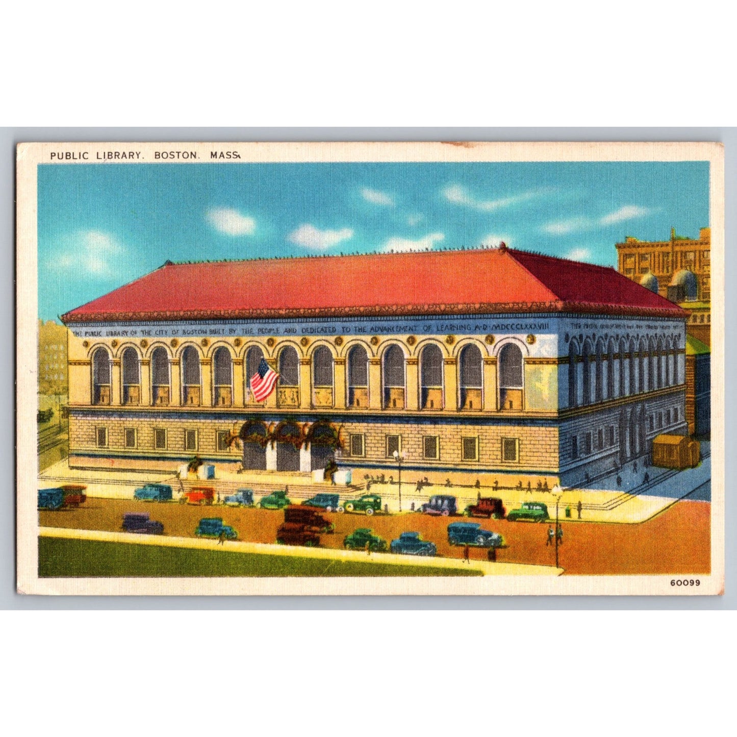 Boston MA Massachusetts Public Library White Border Postcard Tichnor Bros Unused