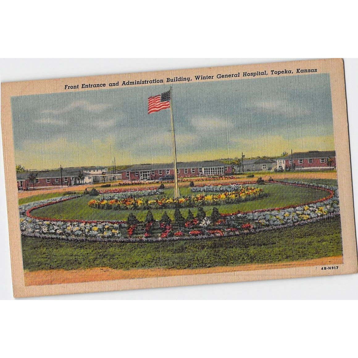 Topeka KS Kansas Winter General Hospital White Border Postcard Unused