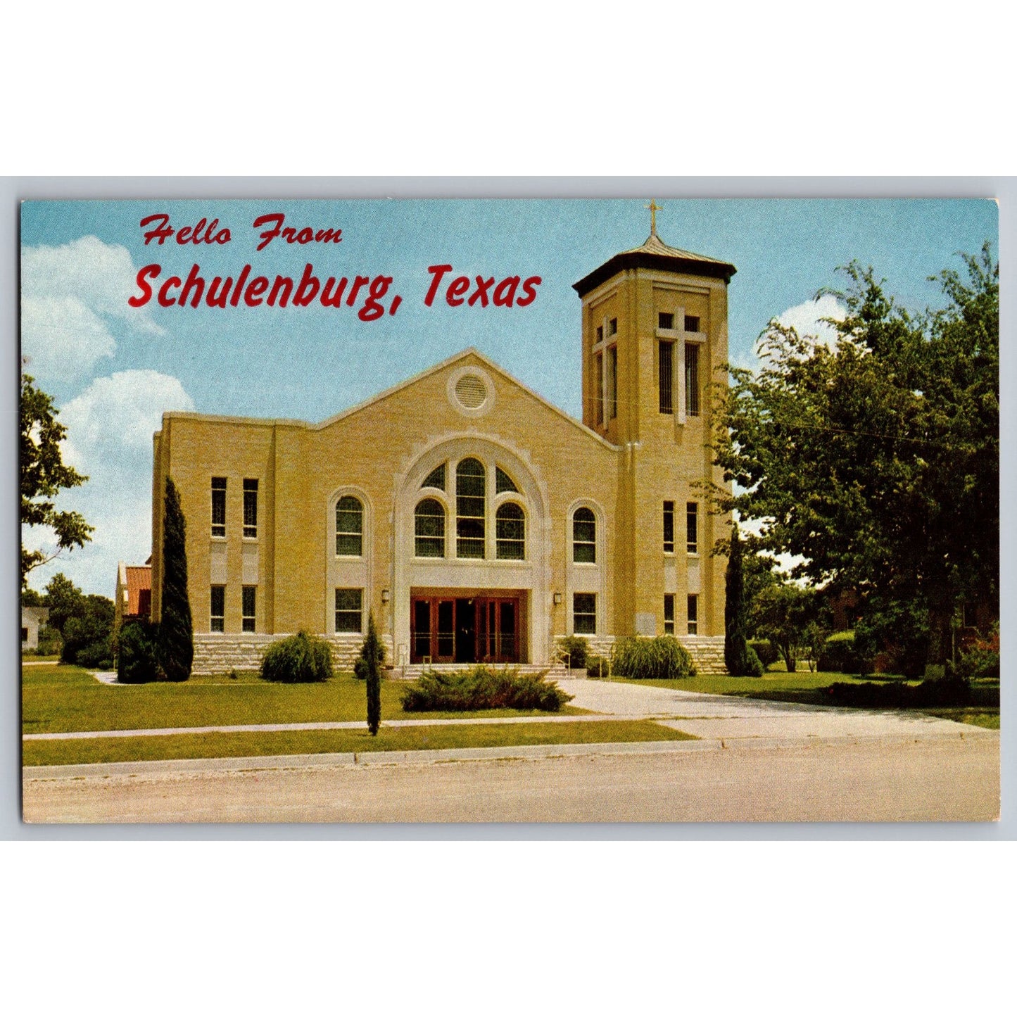 Schulenburg TX Texas Saint Rose Of Lima Church Chrome Postcard Unused Tiny Davis