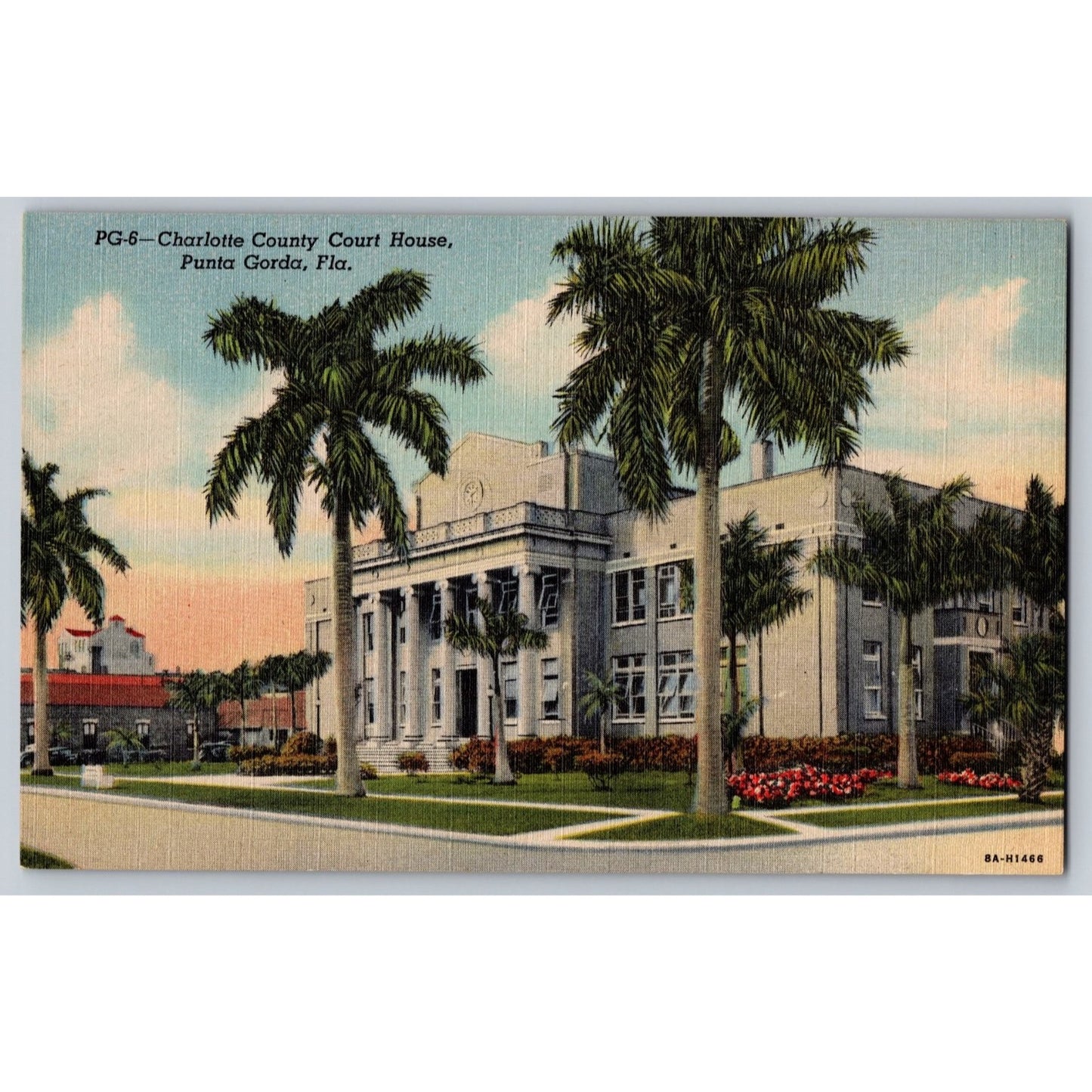 Punta Gorda FL Florida Charlotte County Court House Linen Postcard Unused