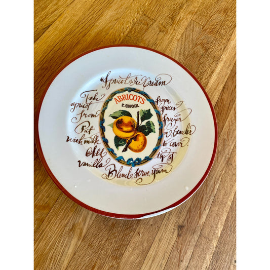 Williams-Sonoma Apricots Recipe Plate Made In Italy Dishwasher & Microwave Safe
