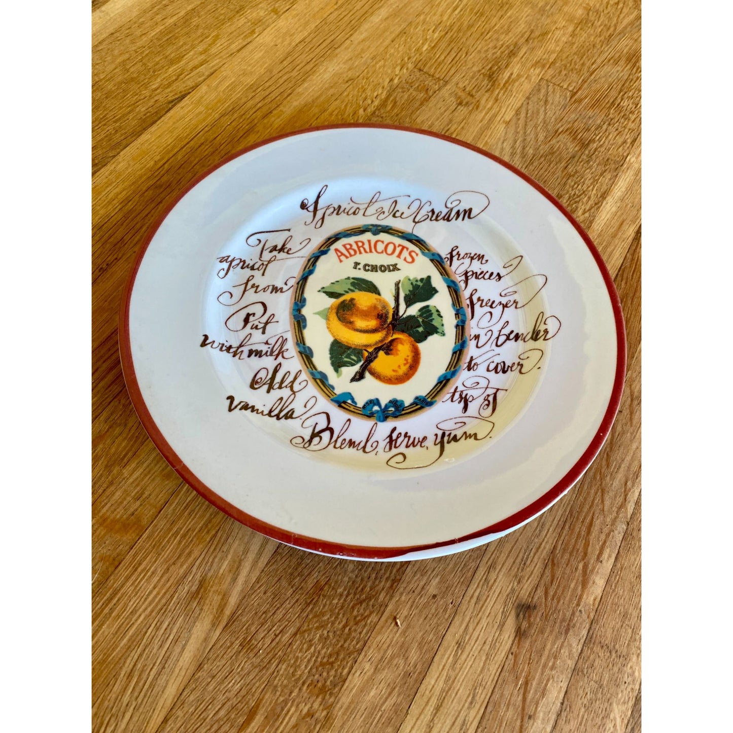 Williams-Sonoma Apricots Recipe Plate Made In Italy Dishwasher & Microwave Safe