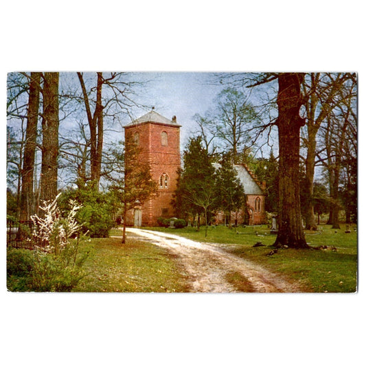 Smithfield VA Virginia Old Brick Church St. Luke's Chrome Postcard Kodachrome