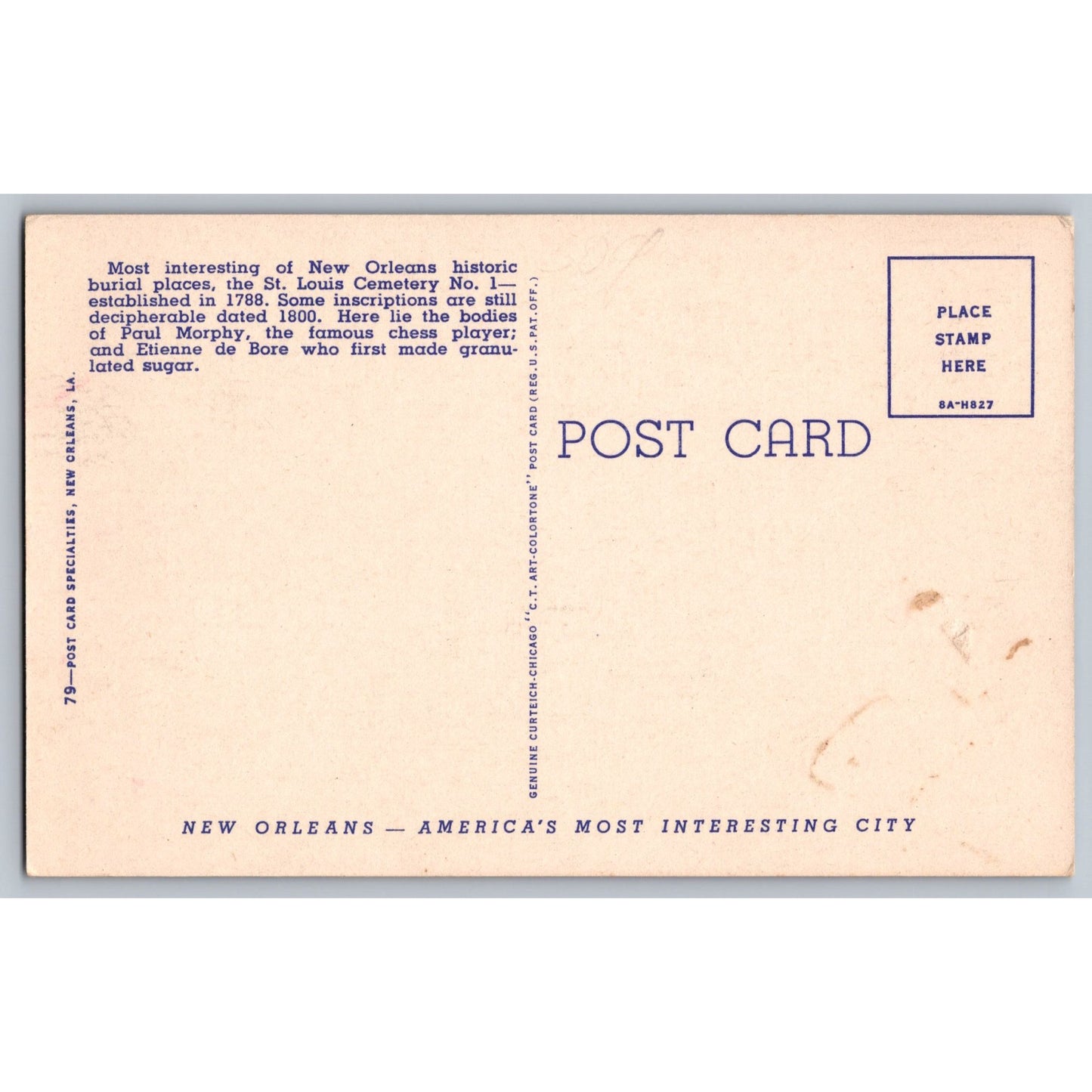 New Orleans LA Louisiana Oldest Cemetery St. Louis No 1 Linen Postcard Unused