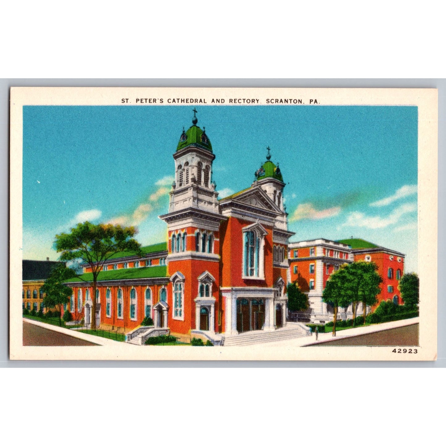 Scranton PA Pennsylvania St Peters Cathedral & Rectory White Border Postcard