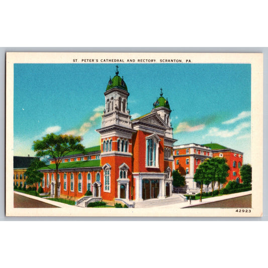 Scranton PA Pennsylvania St Peters Cathedral & Rectory White Border Postcard