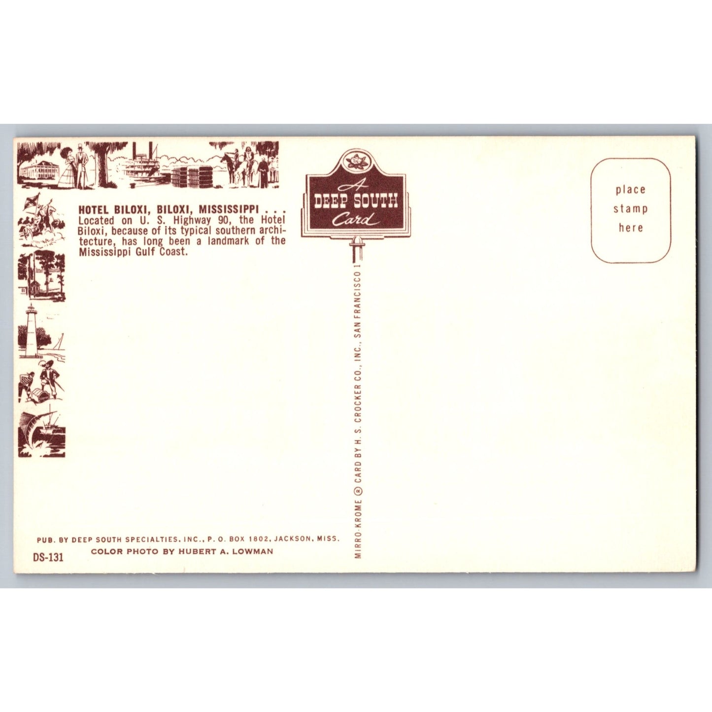 Biloxi MS Mississippi Hotel Biloxi Chrome Postcard Unused Deep South Specialties