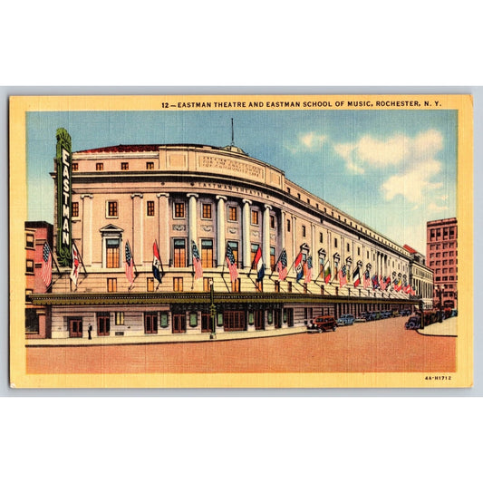 Rochester NY New York Eastman Theatre School of Music Linen Postcard Unused