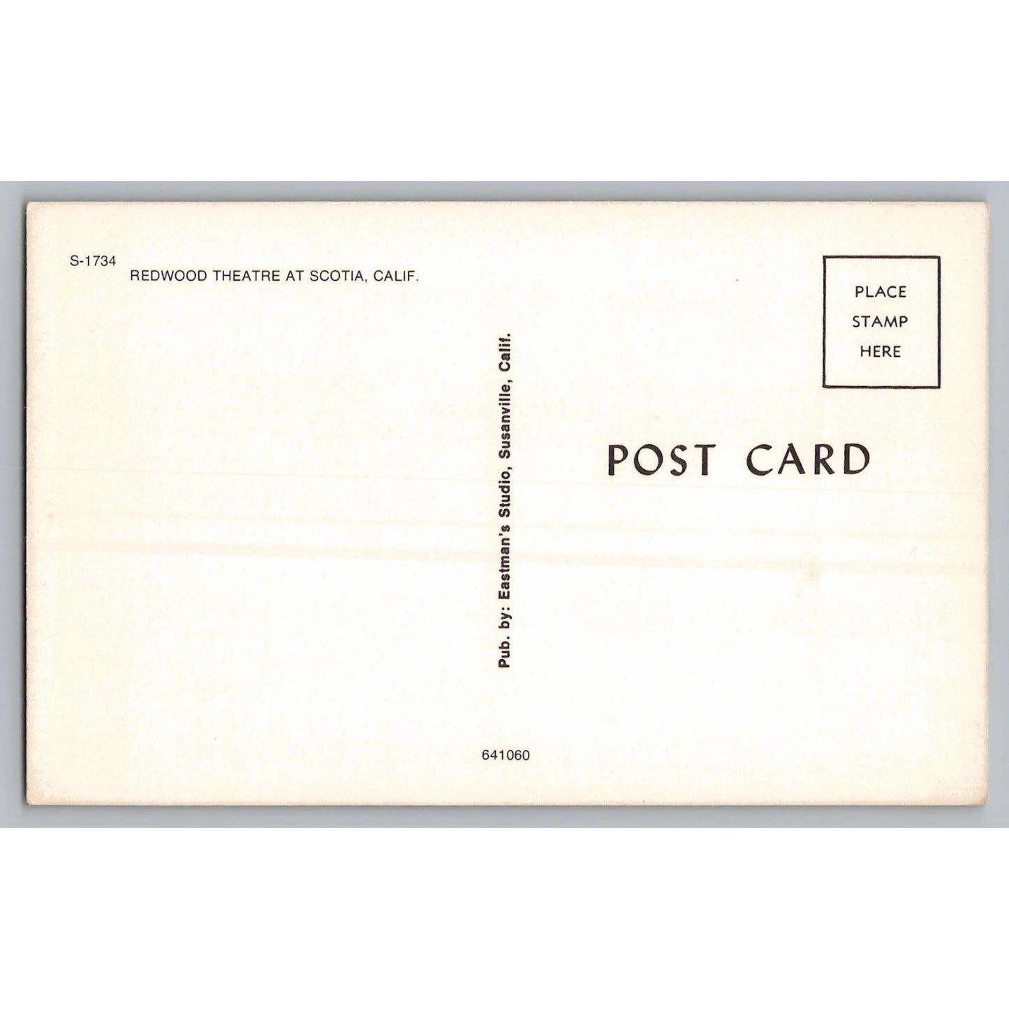 Scotia CA California Redwood Theatre Chrome Postcard Unused