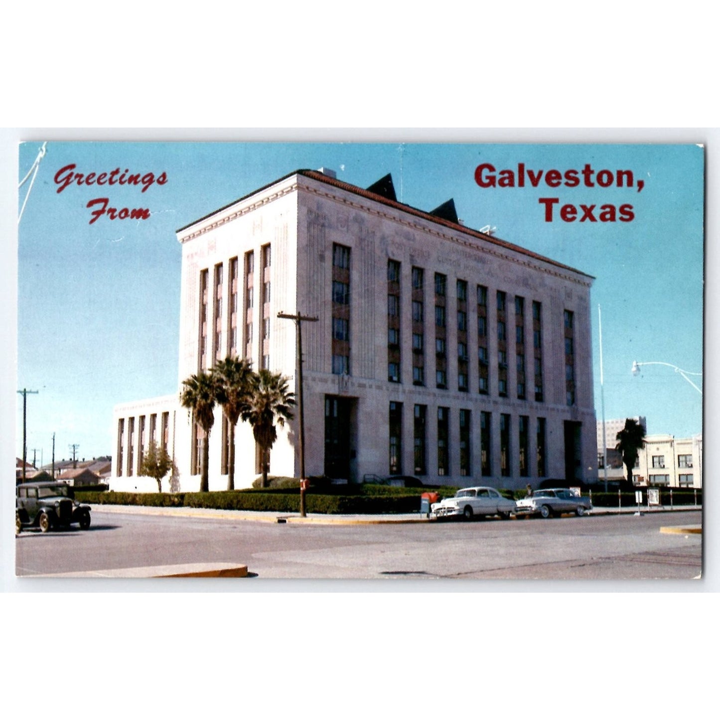 Galveston Texas TX Post Office & Courthouse Chrome Postcard