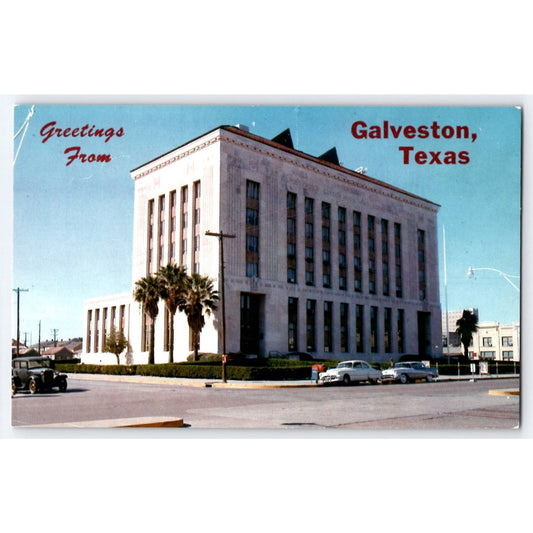Galveston Texas TX Post Office & Courthouse Chrome Postcard