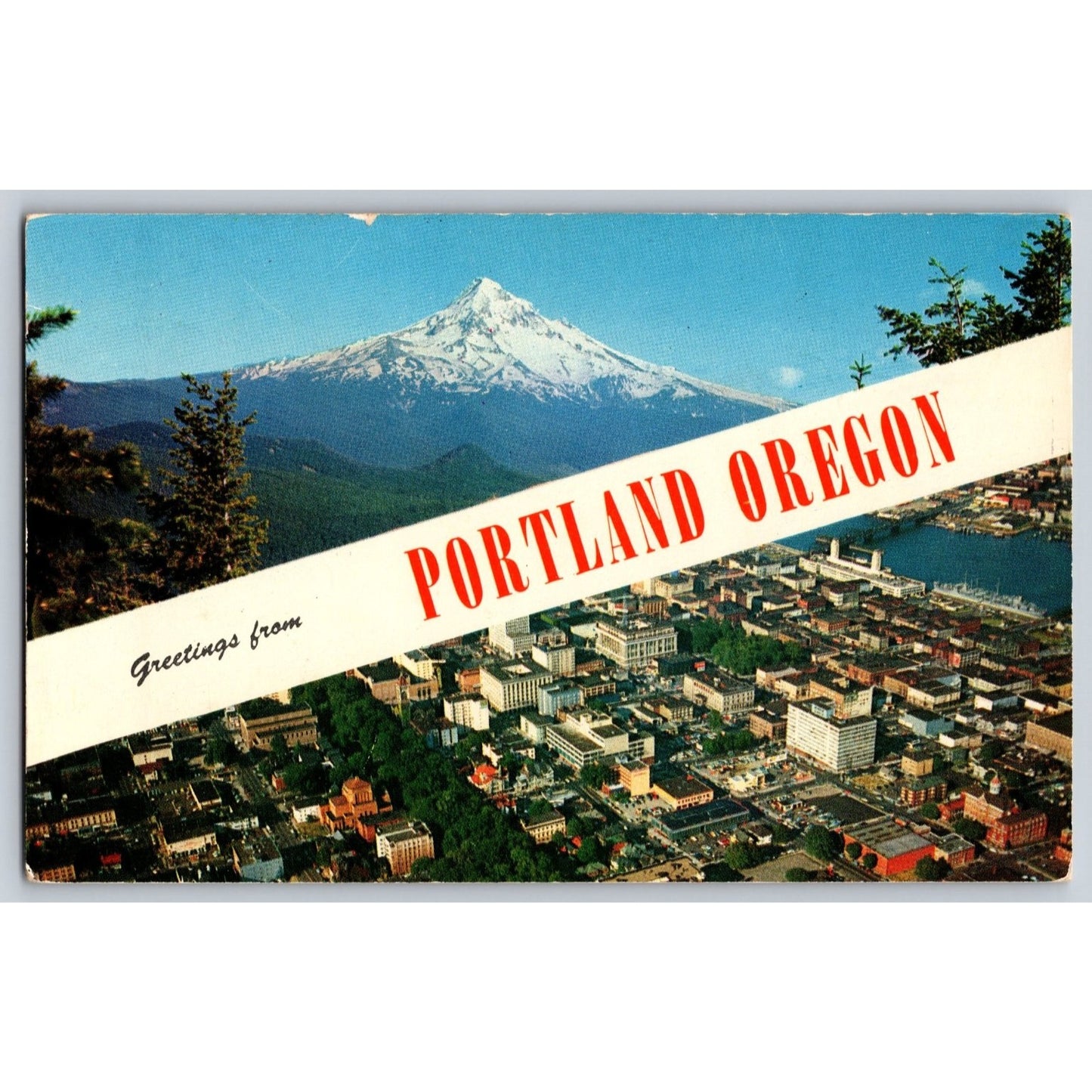 Portland Oregon OR  Aerial View Mount Hood Scenic View Chrome Postcard Unused