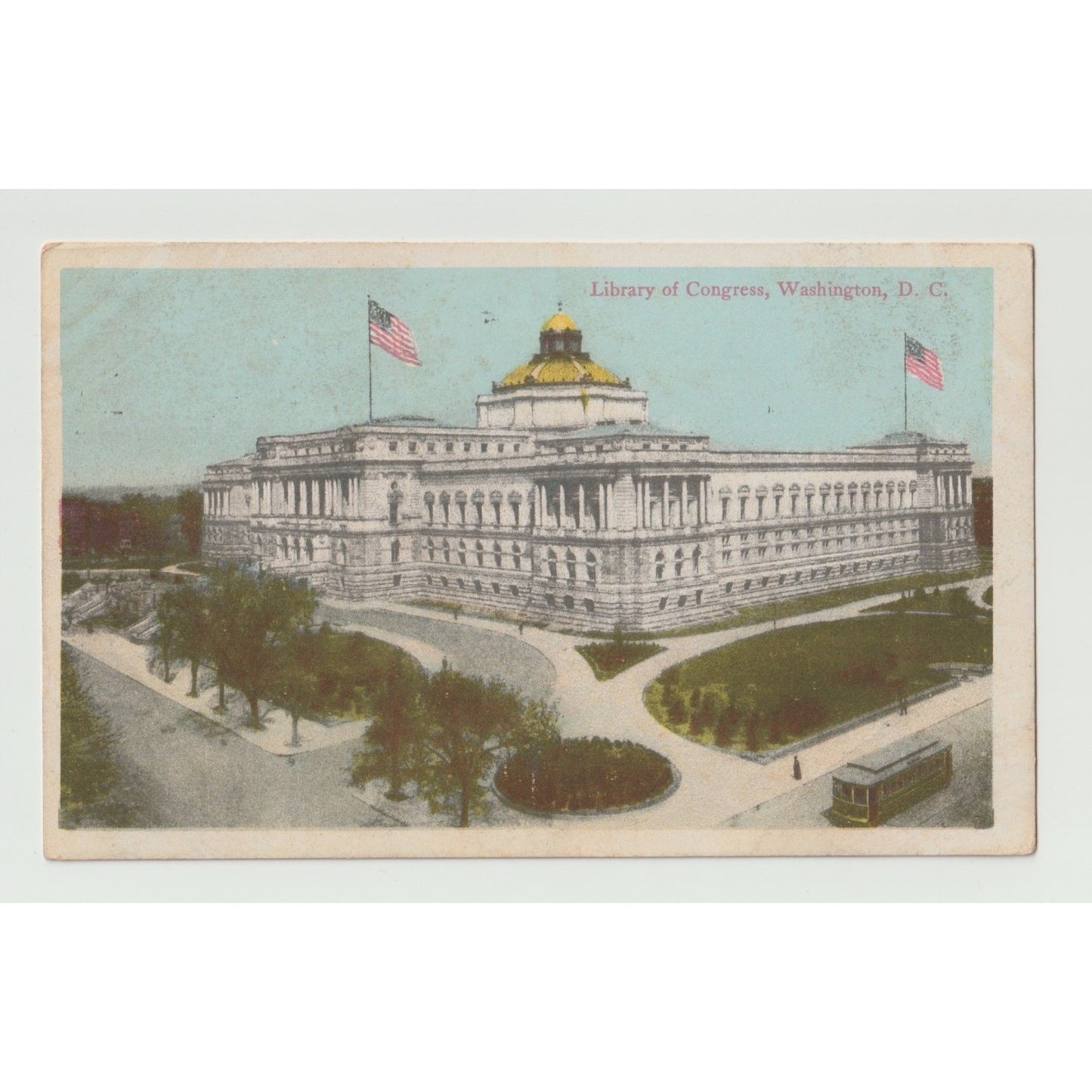 Washington DC Library of Congress 1913 White Border Postcard Used