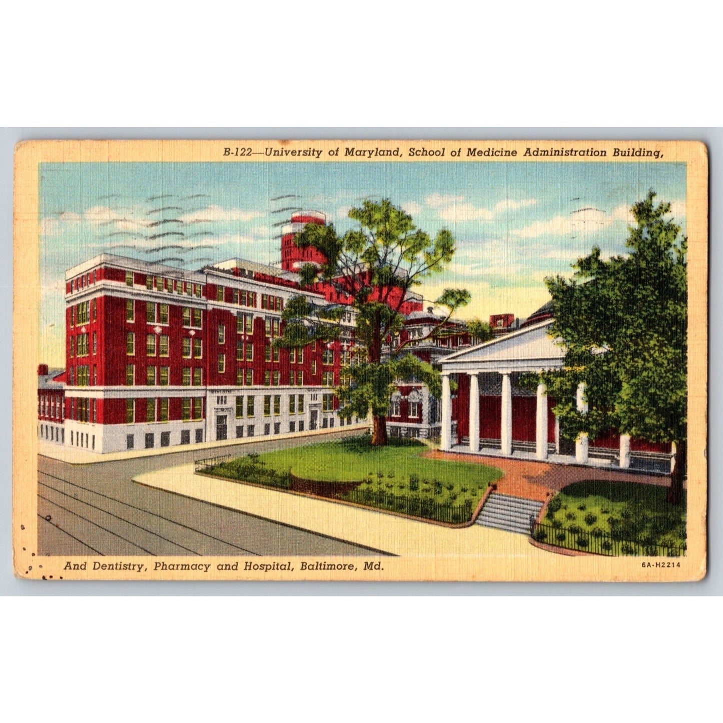 Baltimore MD Maryland University of Maryland School of Medicine Linen Postcard