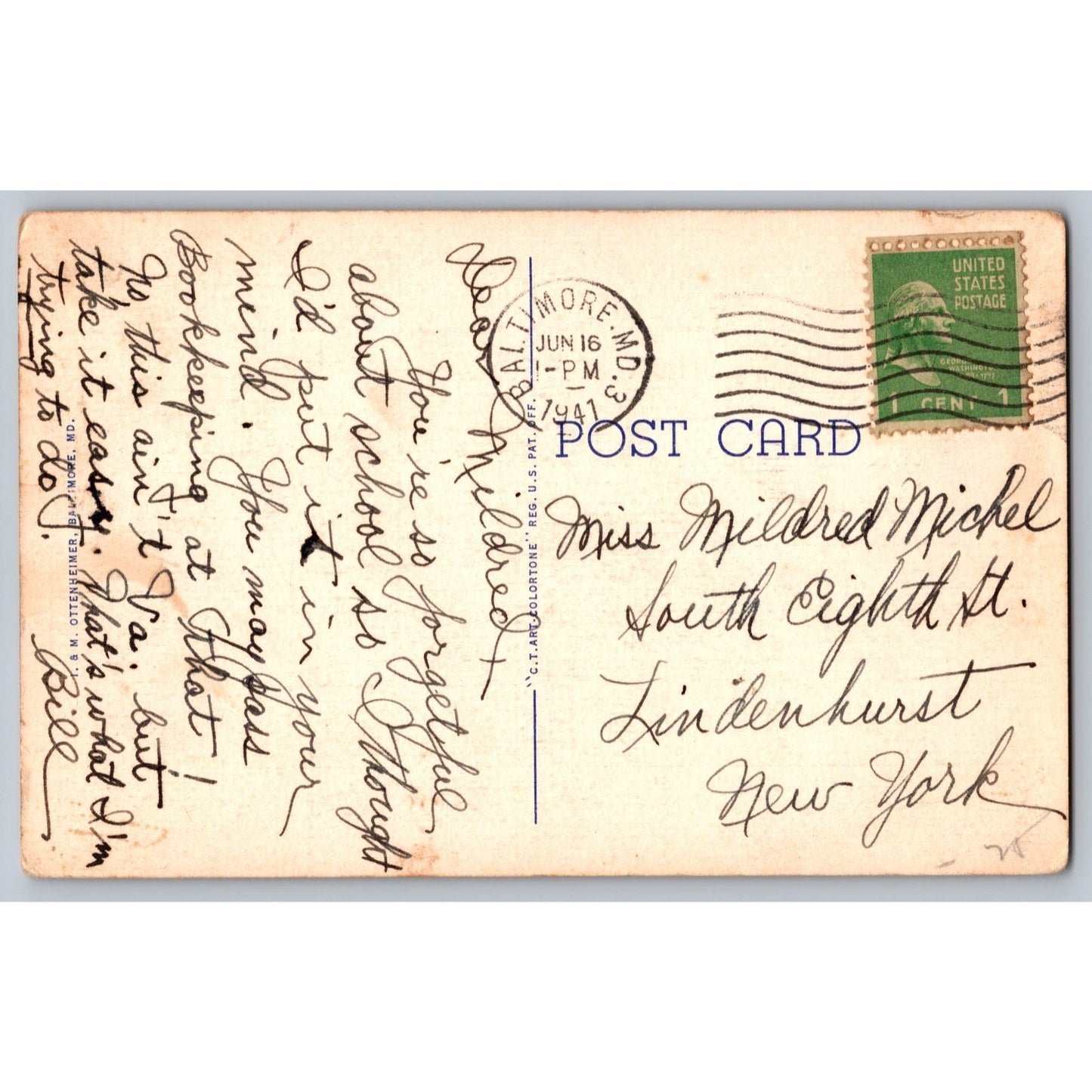 Baltimore MD Maryland University of Maryland School of Medicine Linen Postcard