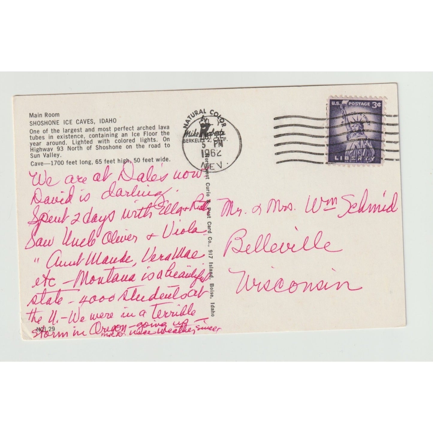 Shoshone ID Idaho Indian Ice Caves 1960s Chrome Postcard Used