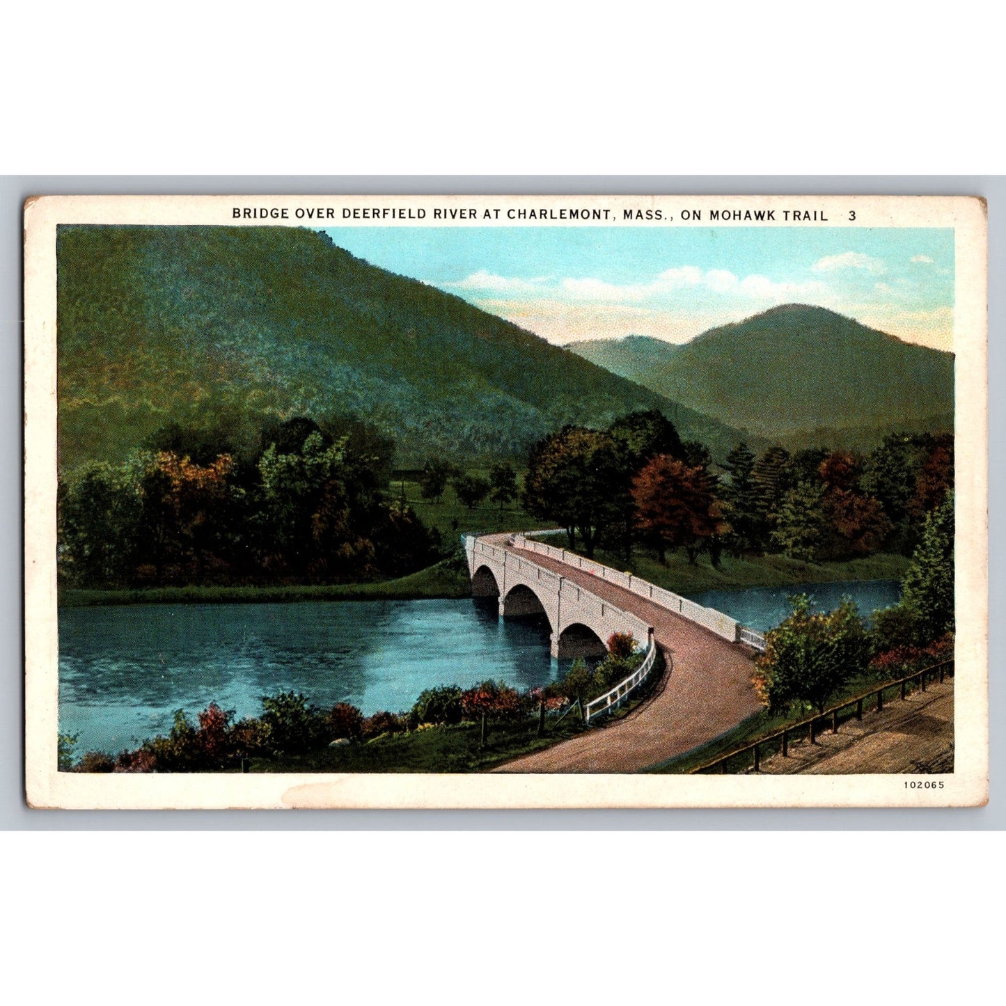 Charlemont MA Massachusetts Mohawk Trail Bridge Over Deerfield River Postcard