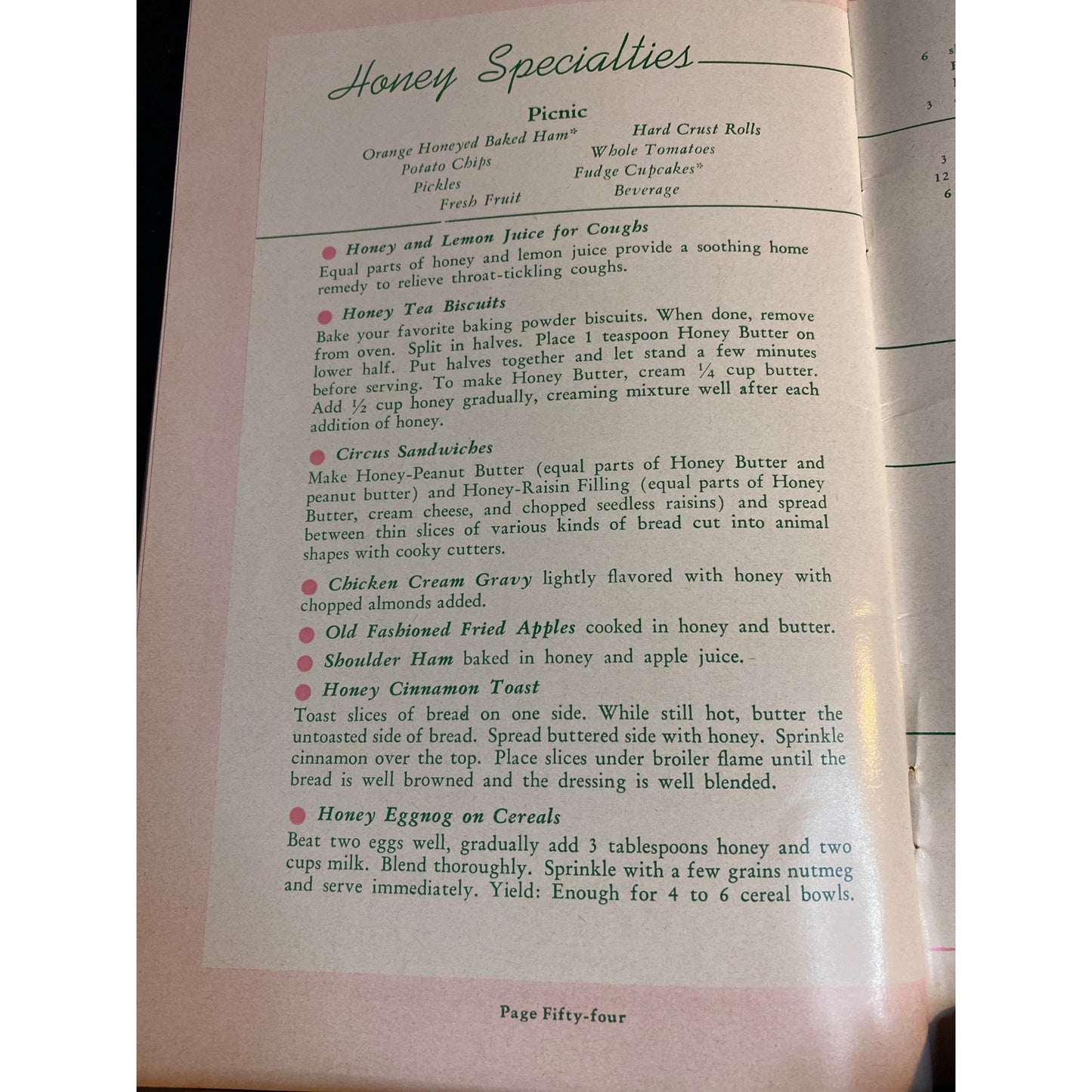 New Favorite Honey Recipes Cookbook By American Honey Institute 1940s